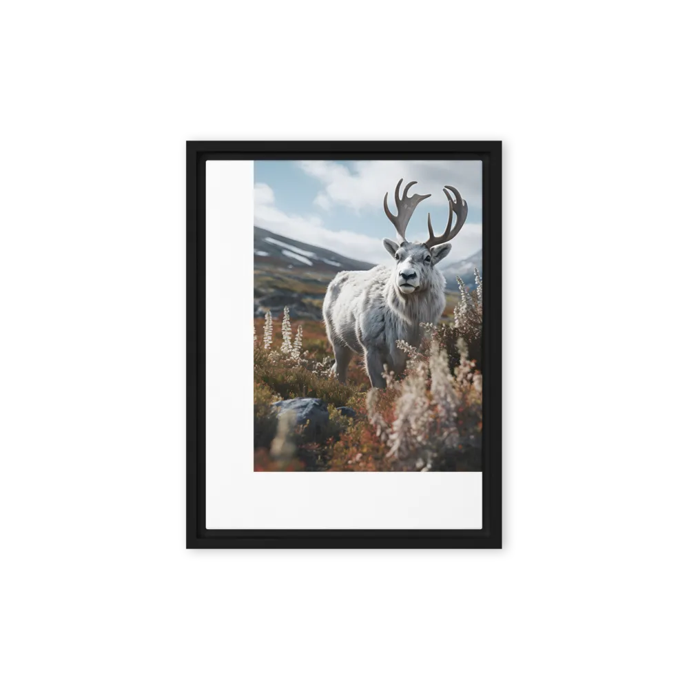 Majestic Harmony: The Reindeer in Nature | Canvas with Black Frame | 12″×16″