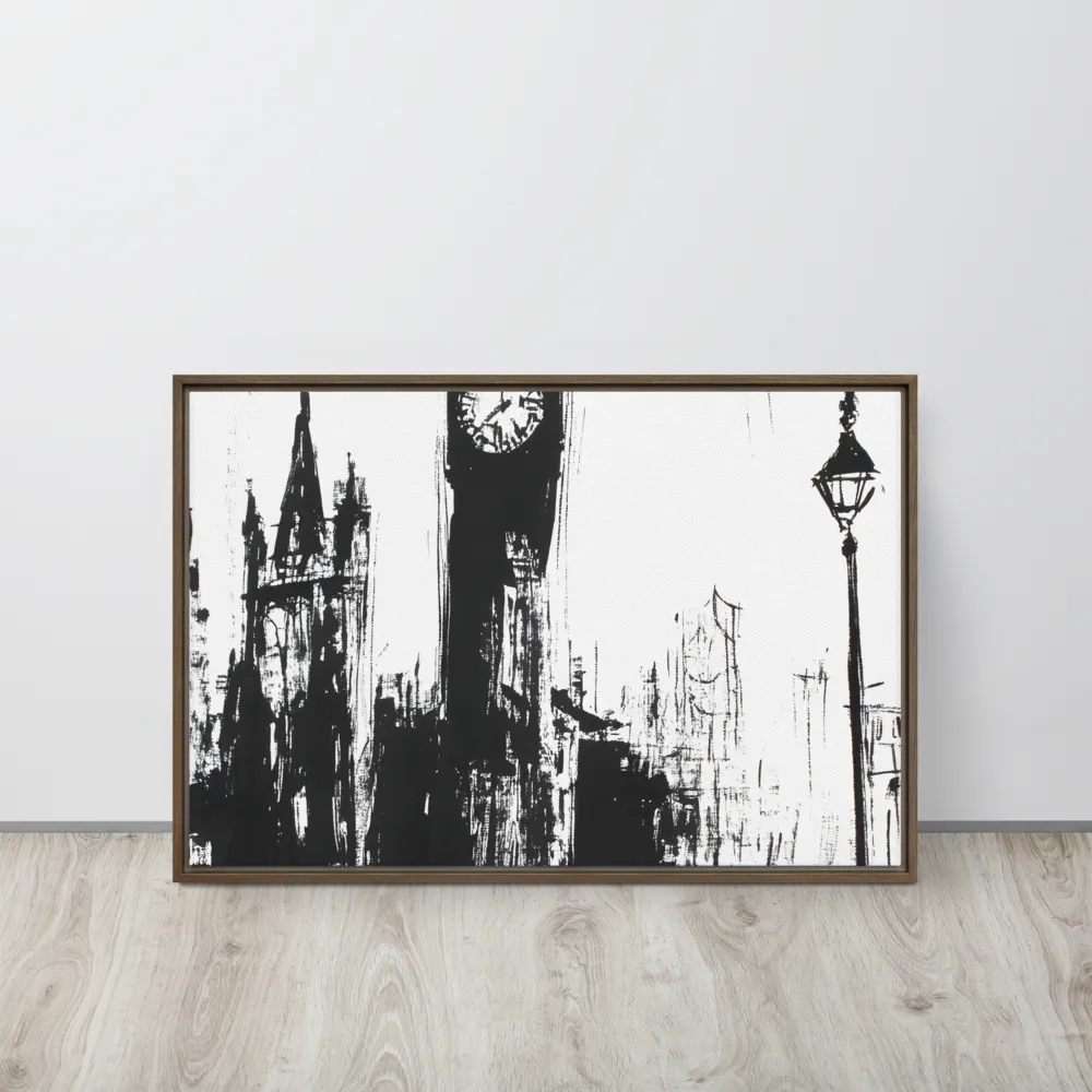 Clock Tower in Motion | Canvas with Brown Frame | 20″×30″