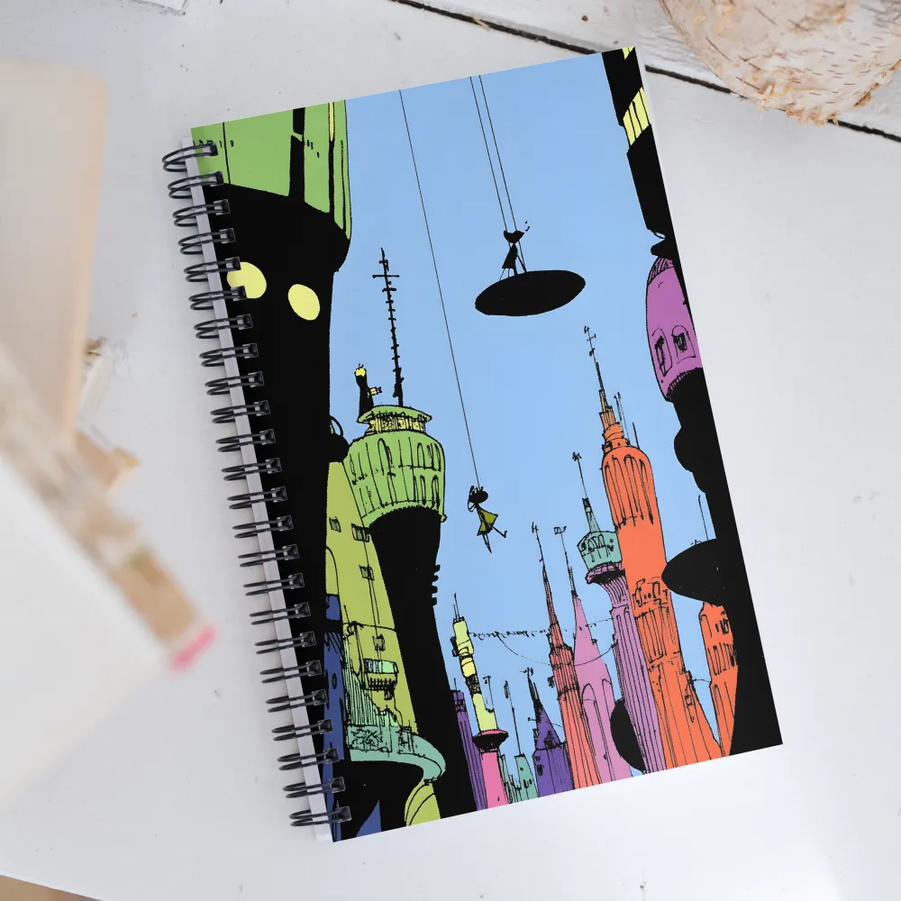 Whimsical Heights: A Futuristic Cityscape | Spiral Notebook