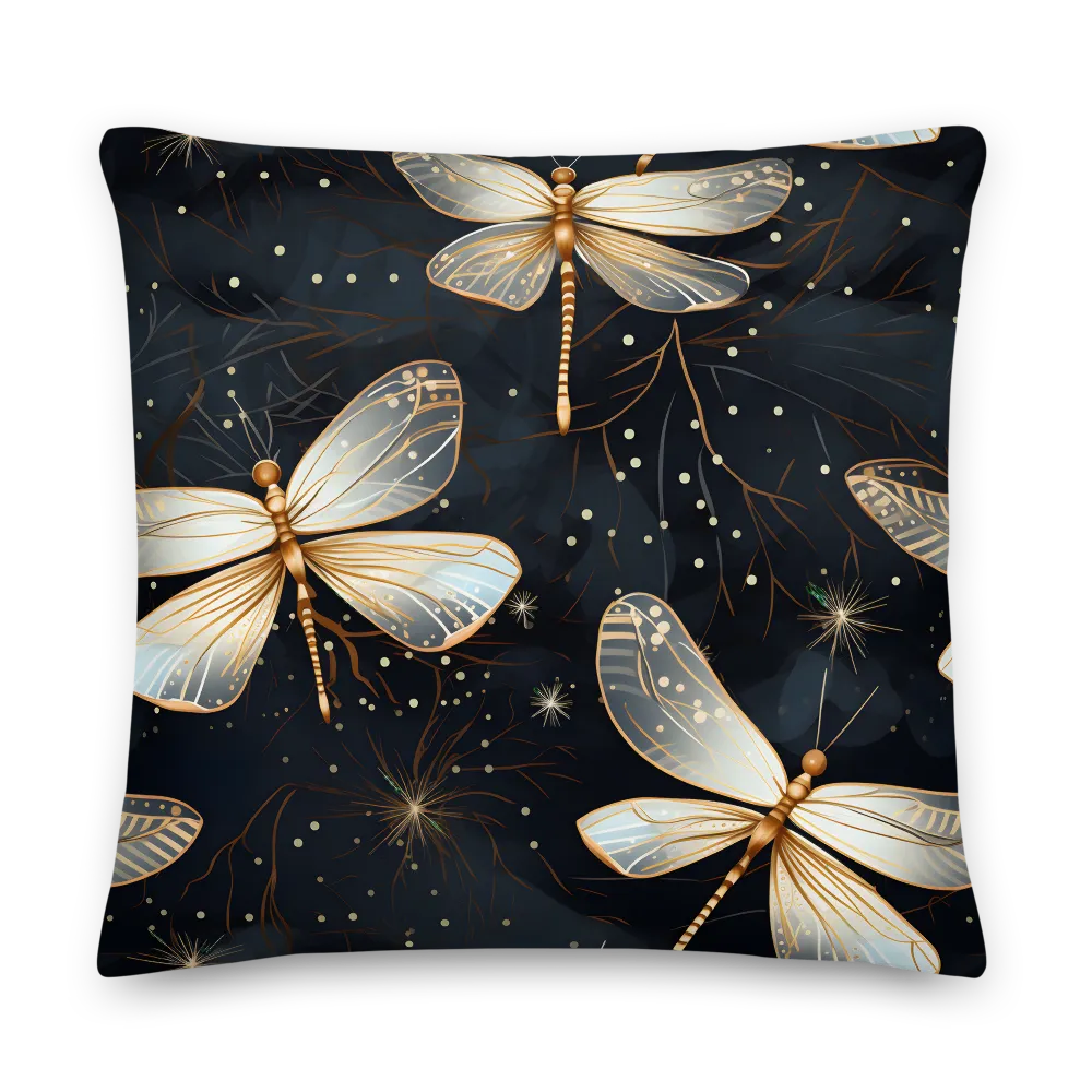 Ethereal Dance: Dragonflies in a Midnight Garden | Pillow & Pillow Case | Multiple Sizes