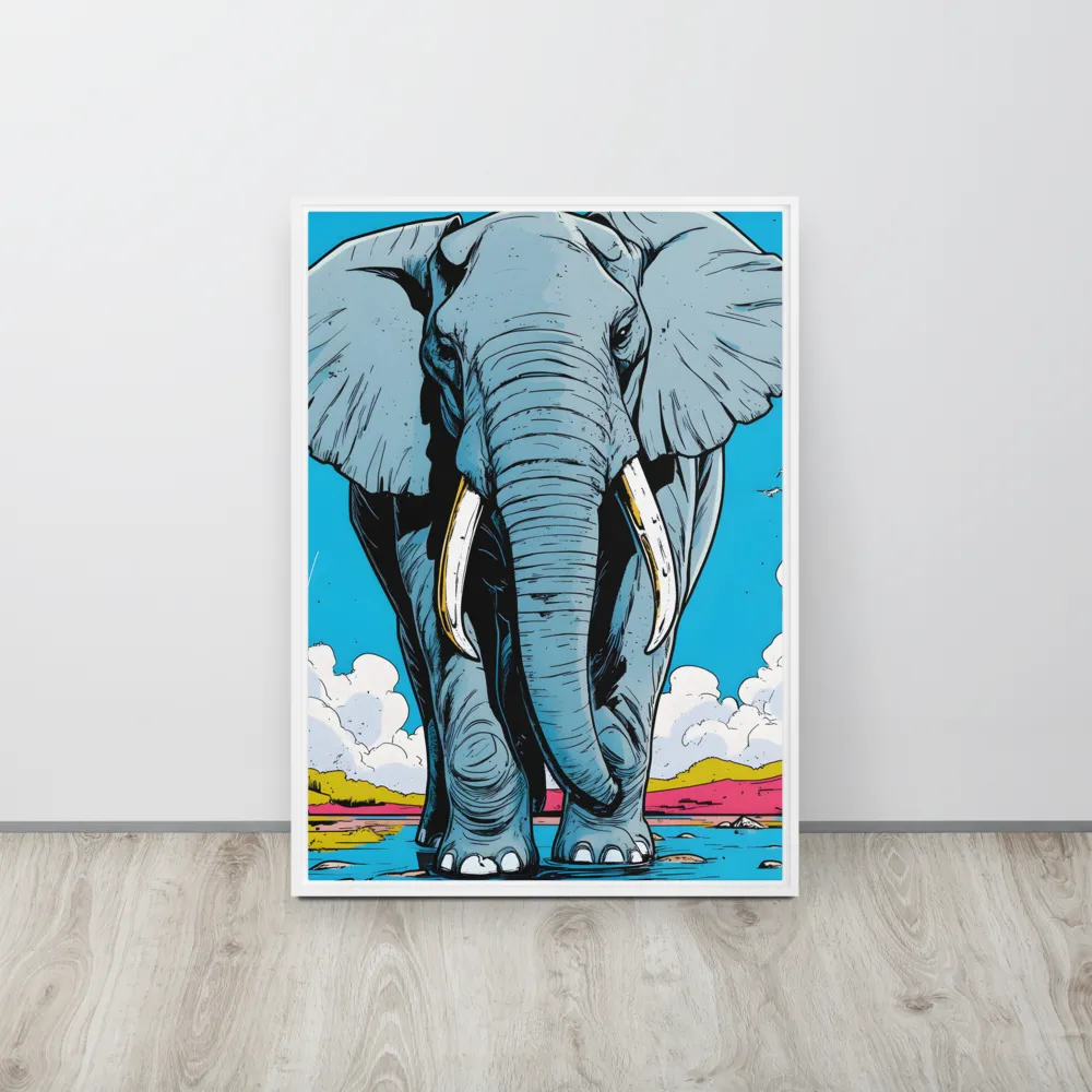 Majestic Presence: The Elephant | Canvas with White Frame | 20″×28″