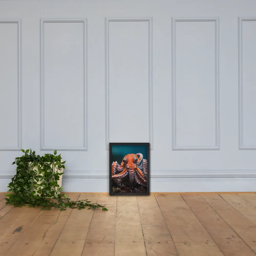 Curiosity of the Deep: The Orange Octopus | Poster with Black Frame | 12″×16″