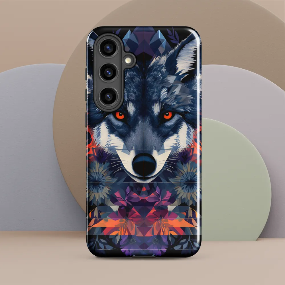 Mystical Wolf Amidst Floral Geometry
