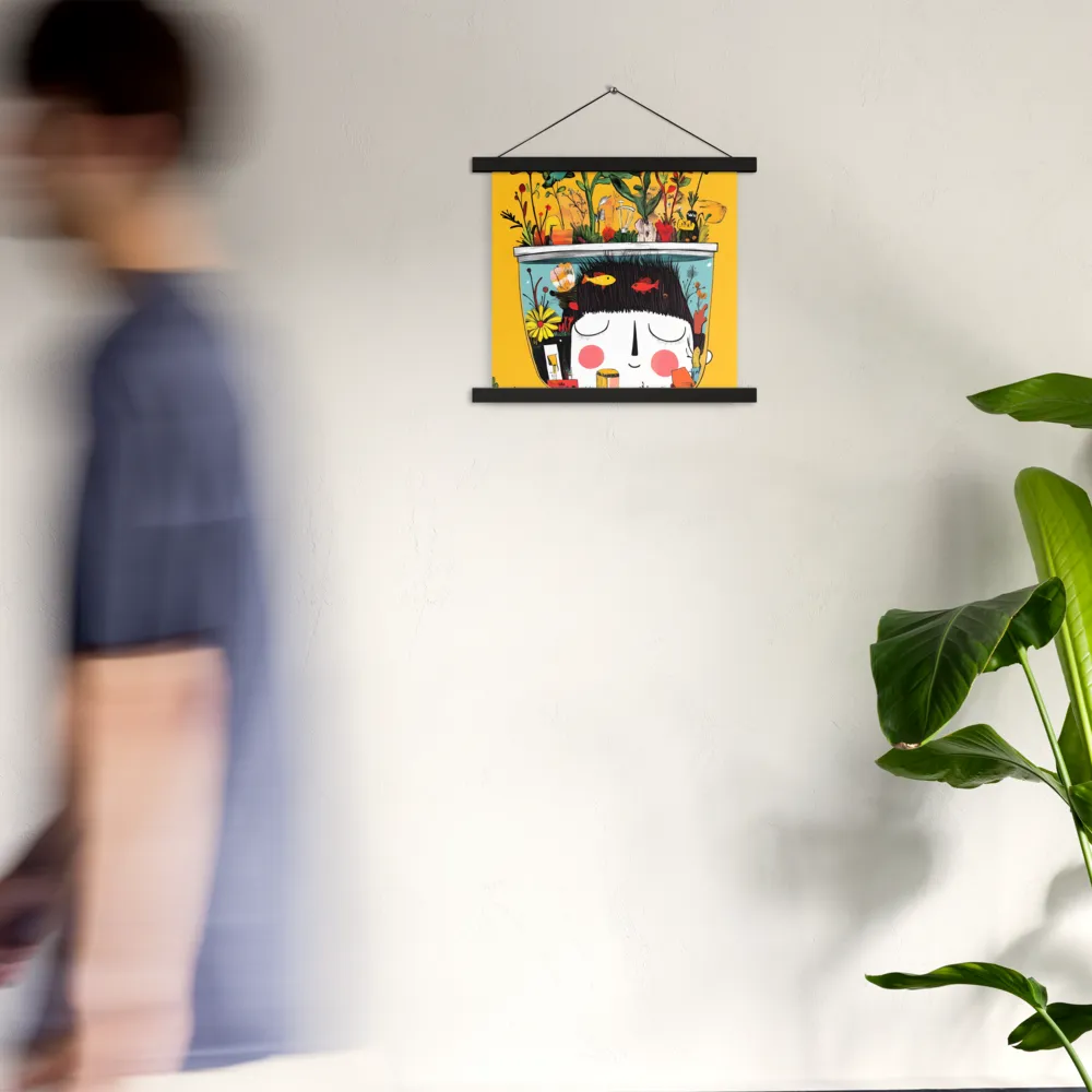 Whimsical Garden Head | Poster With Black Wood Hanger | 14″×14″