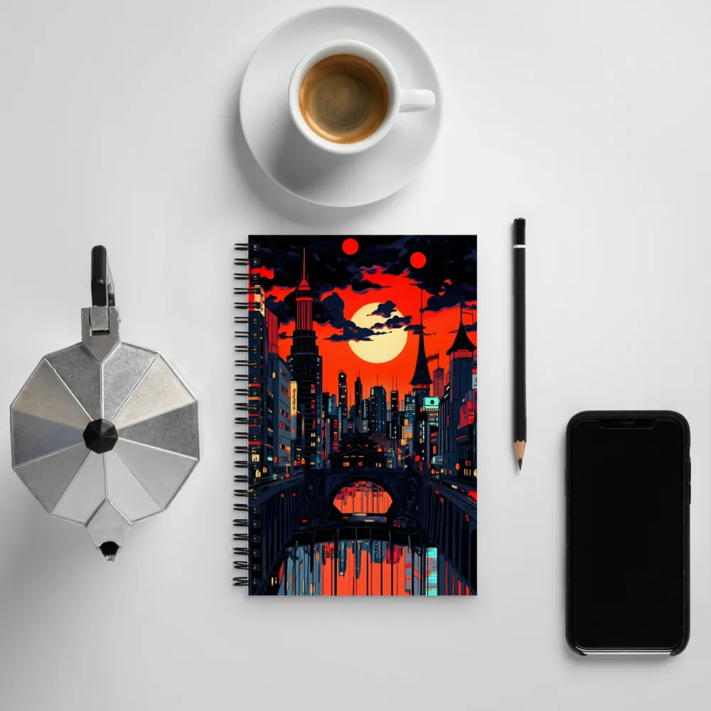 Nightfall in a Neon City | Spiral Notebook