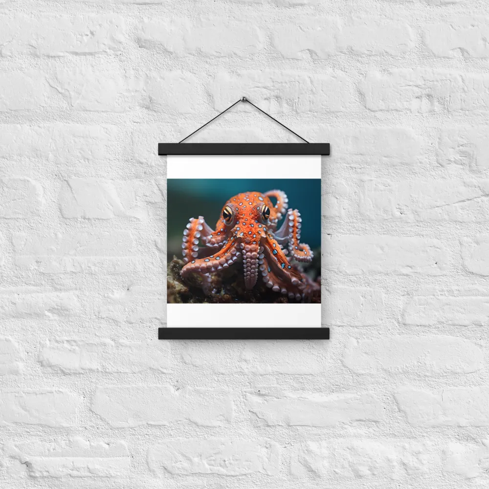 Curiosity of the Deep: The Orange Octopus | Poster With Black Wood Hanger | 11″×14″