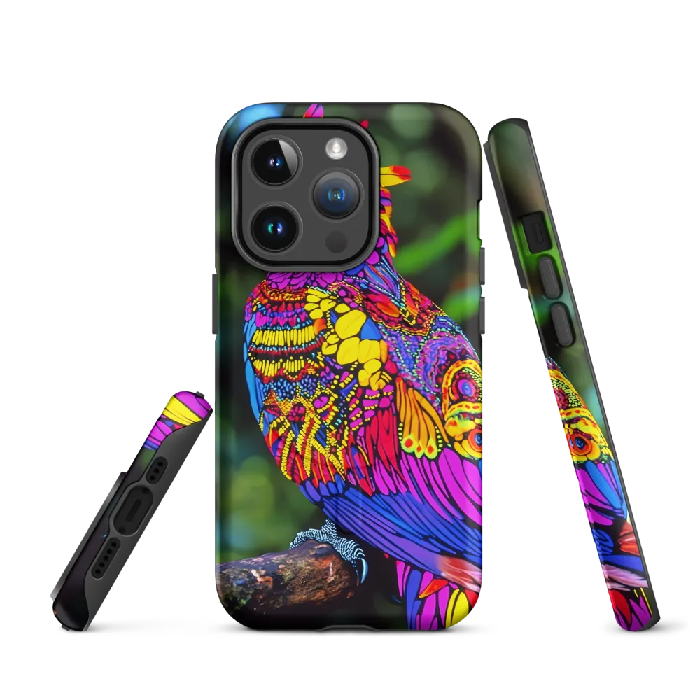 Vibrant Psychedelic Parrot | Phone Case |  14 Pro | MagSafe® Tough Case | Matte