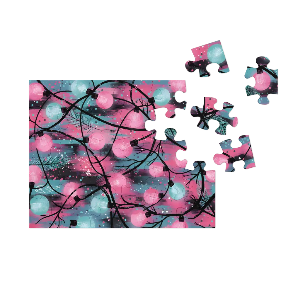 Feathered String Lights 
 Jigsaw Puzzle in Tin Box