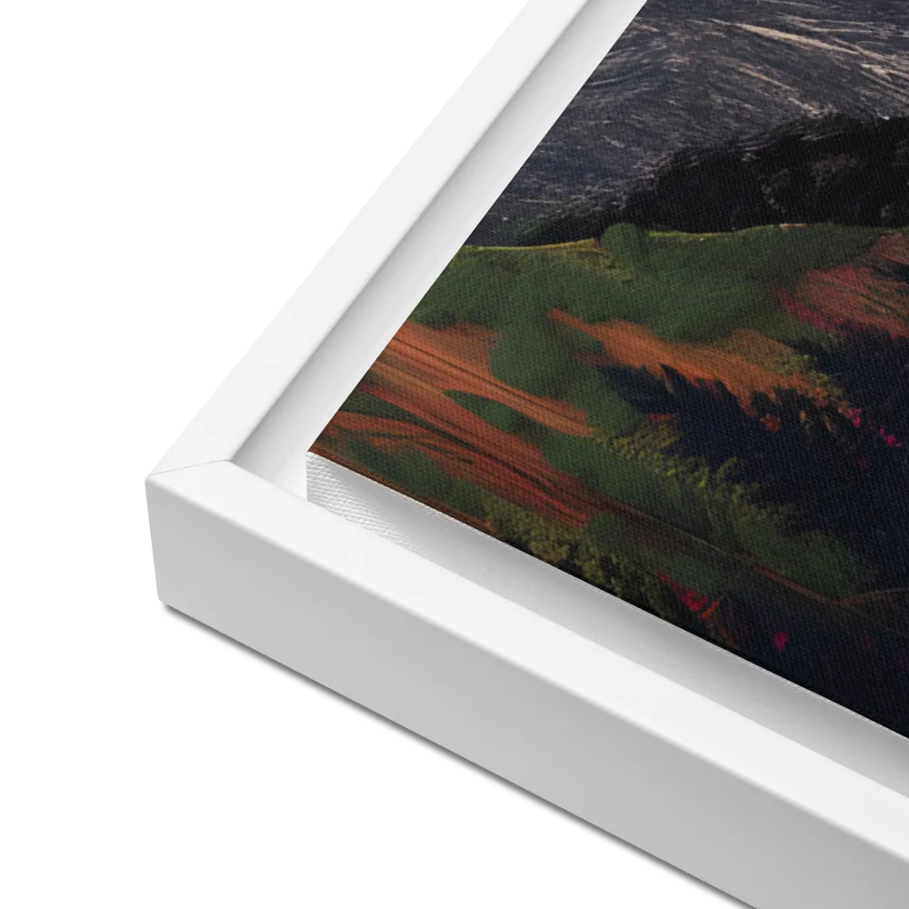 Ethereal Cascade: A Surreal Landscape | Canvas with White Frame | 24″×36″