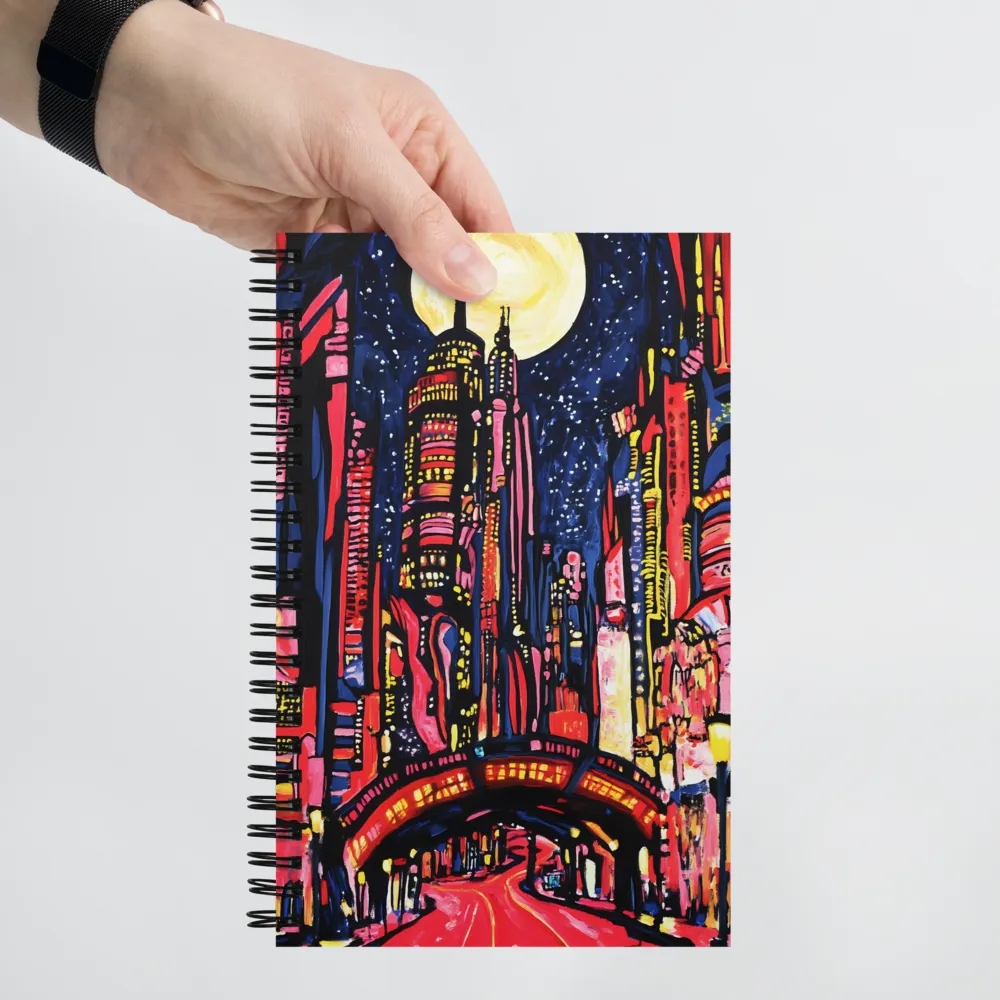 Night Lights: A Vibrant Urban Odyssey | Spiral Notebook