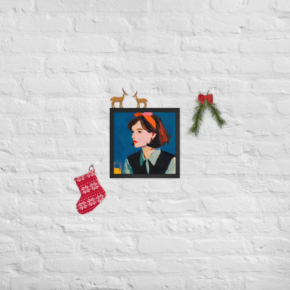 Profile in Blue 
 Poster with Black Frame | 12″x 12″