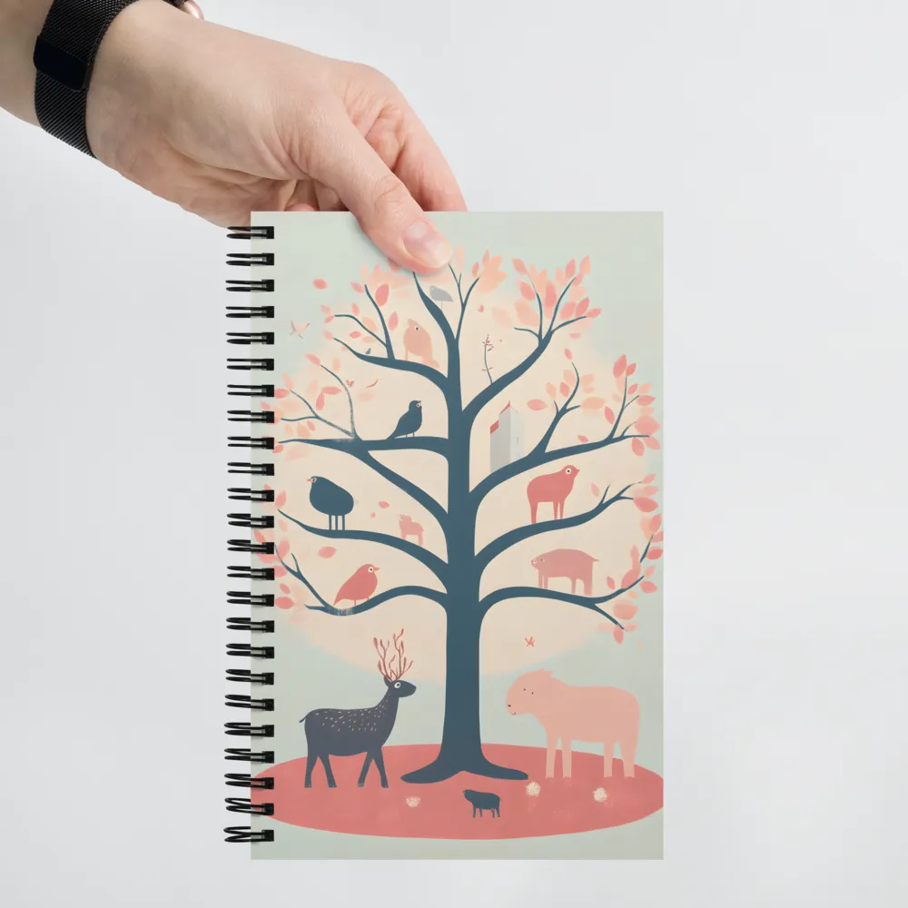 Whimsical Tree with Playful Creatures | Spiral Notebook