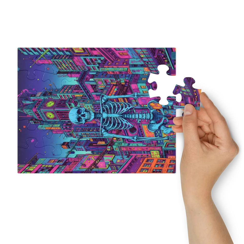 Neon City Skeleton 
 Jigsaw Puzzle in Tin Box