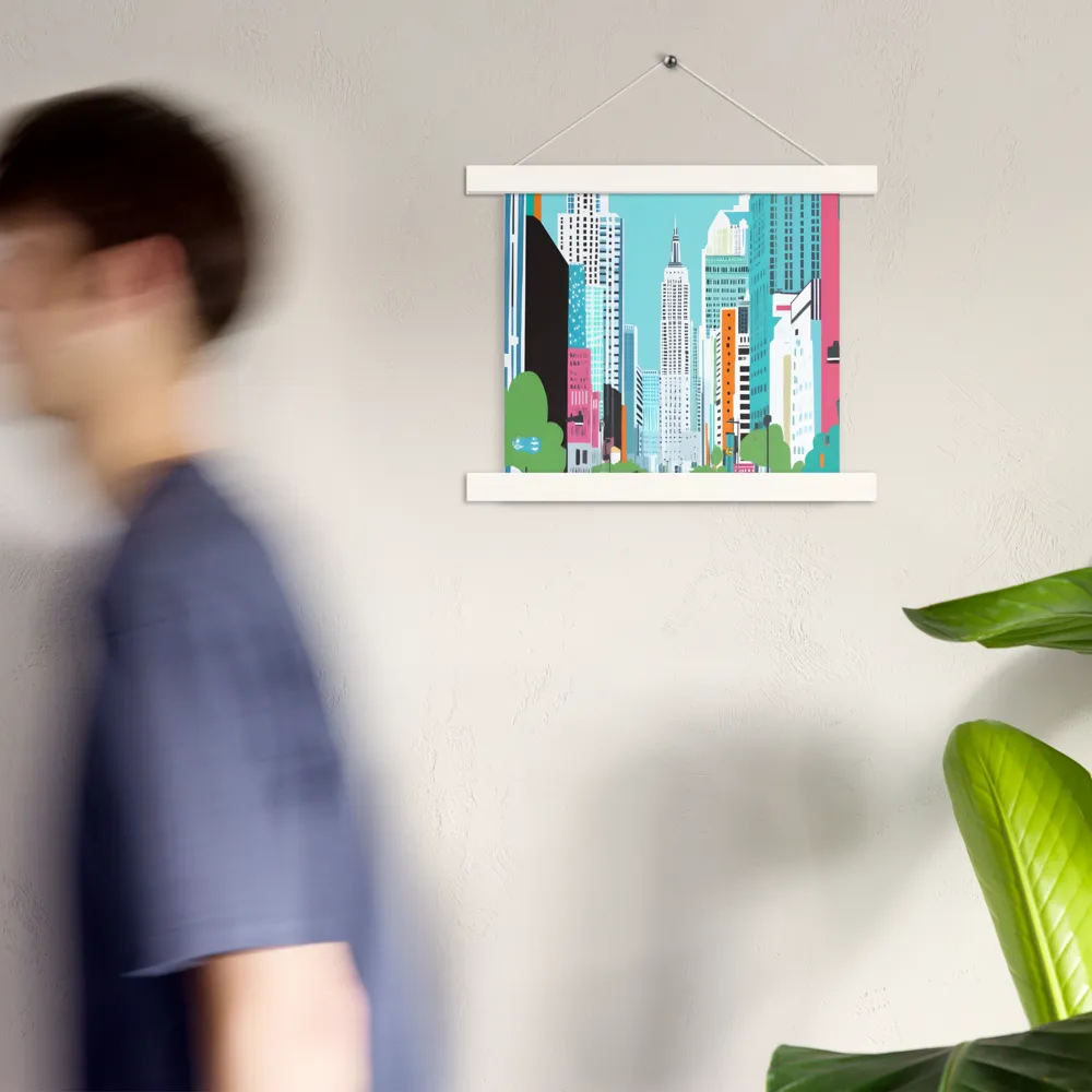 Urban Symphony: A Modern Cityscape | Poster With White Wood Hanger | 10″×10″