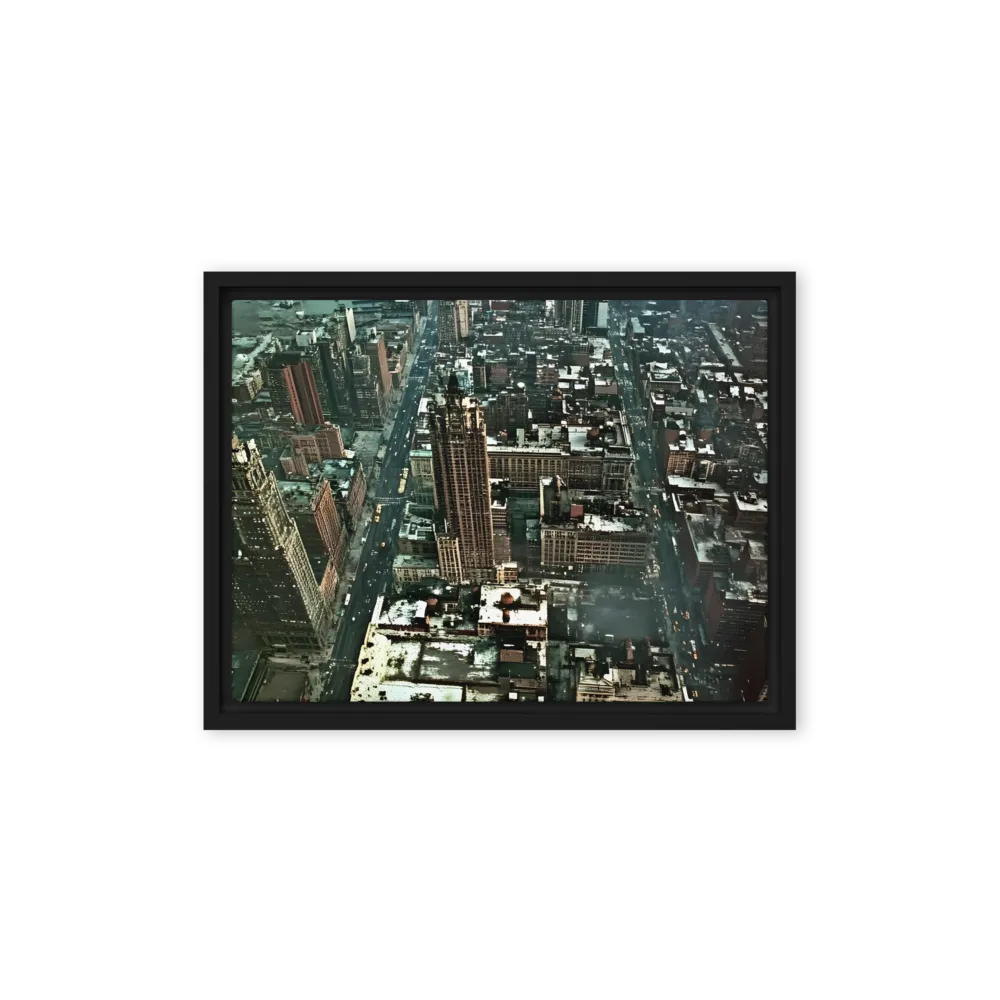 Aerial Symphony of Urban Life | Canvas with Black Frame | 12″×16″