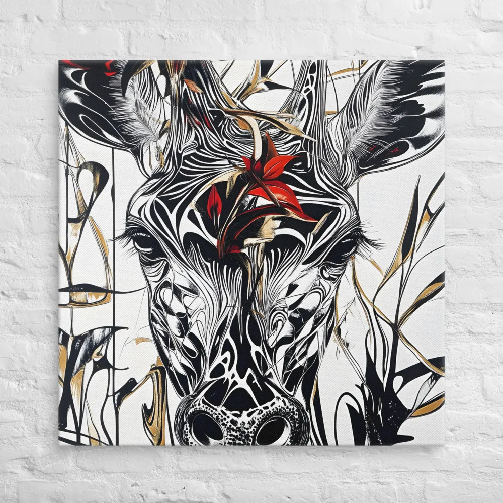 Floral Elegance: The Giraffe's Portrait | Canvas | 36″×36″