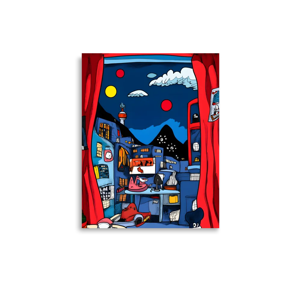 Whimsical Cityscape at Night | Poster | 11″×14″