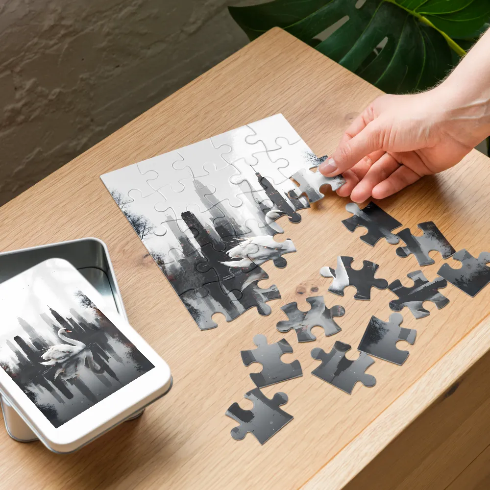 Urban Swan 
 Jigsaw Puzzle in Tin Box