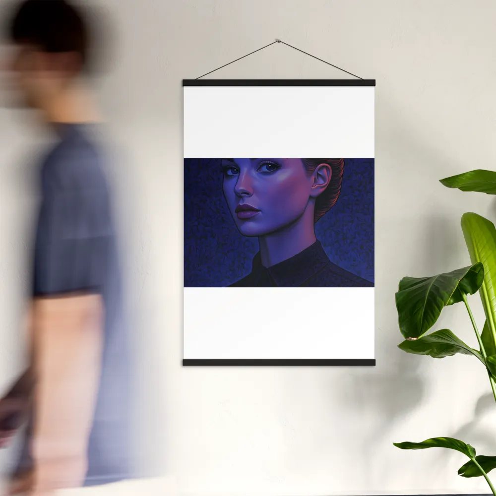 Ethereal Portrait in Blue and Red | Poster With Black Wood Hanger | 24″×36″