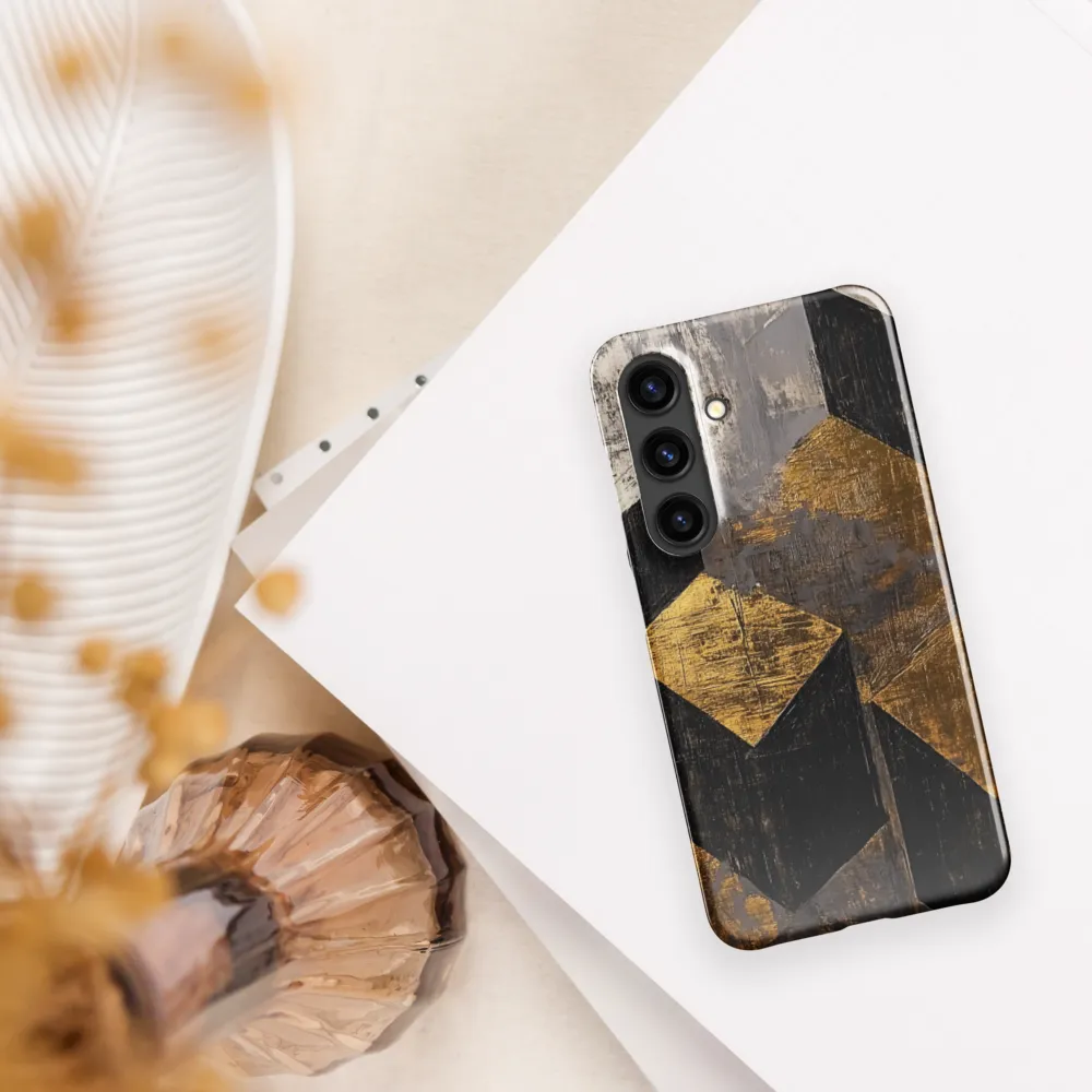 Geometric Harmony in Gold and Black | Phone Case |  S24 | Snap Case | Glossy