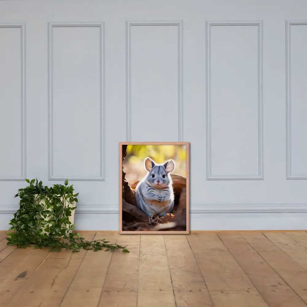 Gentle Whispers of Nature: The Chinchilla | Poster with Red oak Frame | 18″×24″
