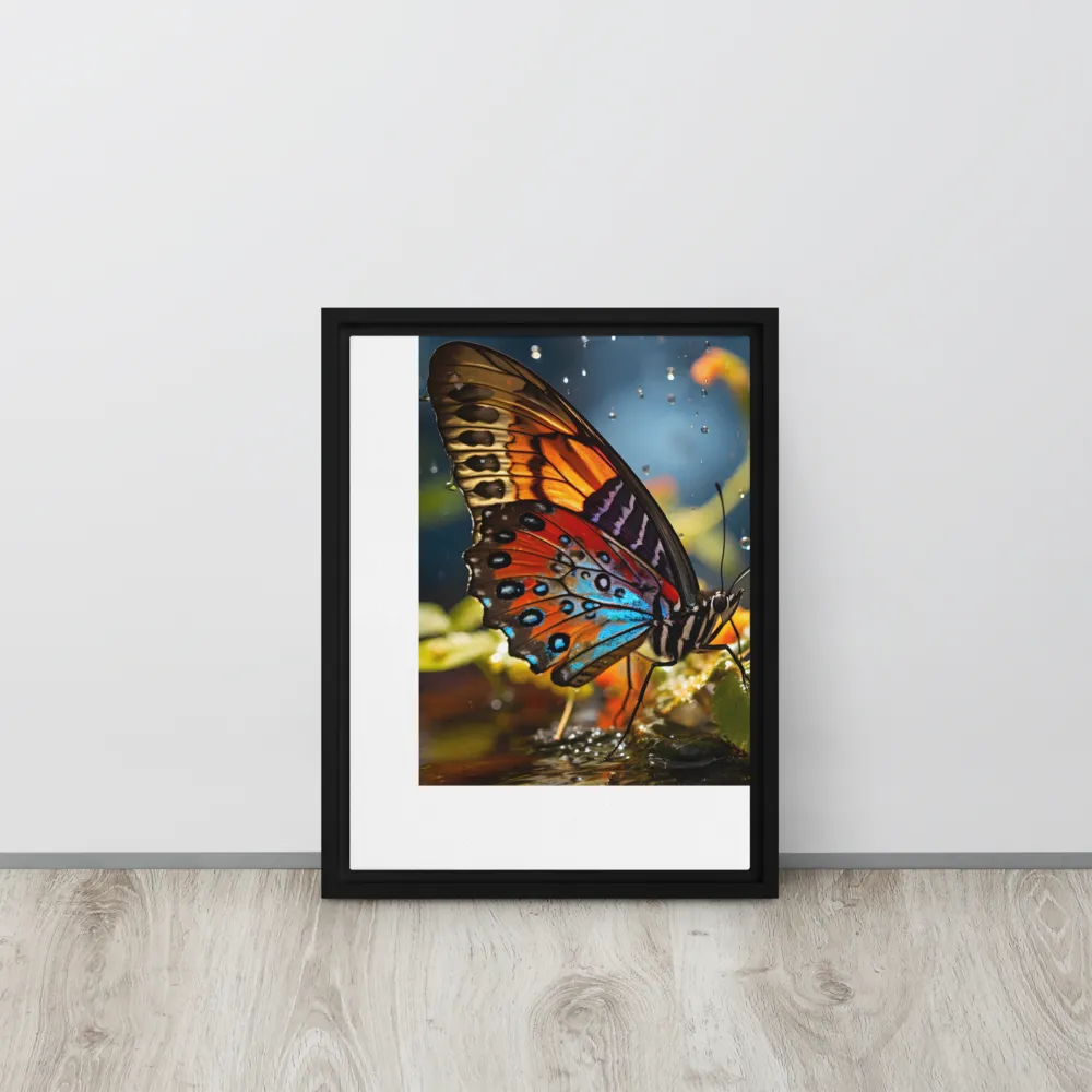 Dance of Colors: The Butterfly's Elegance | Canvas with Black Frame | 12″×16″