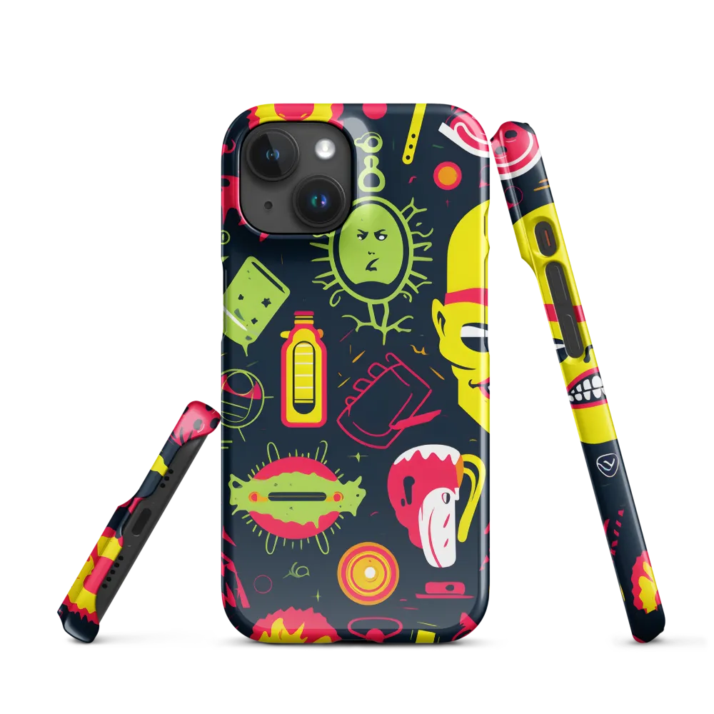 Neon Revelry: A Quirky Exploration of Modern Pop Art | Phone Case |  15 | Snap Case | Glossy
