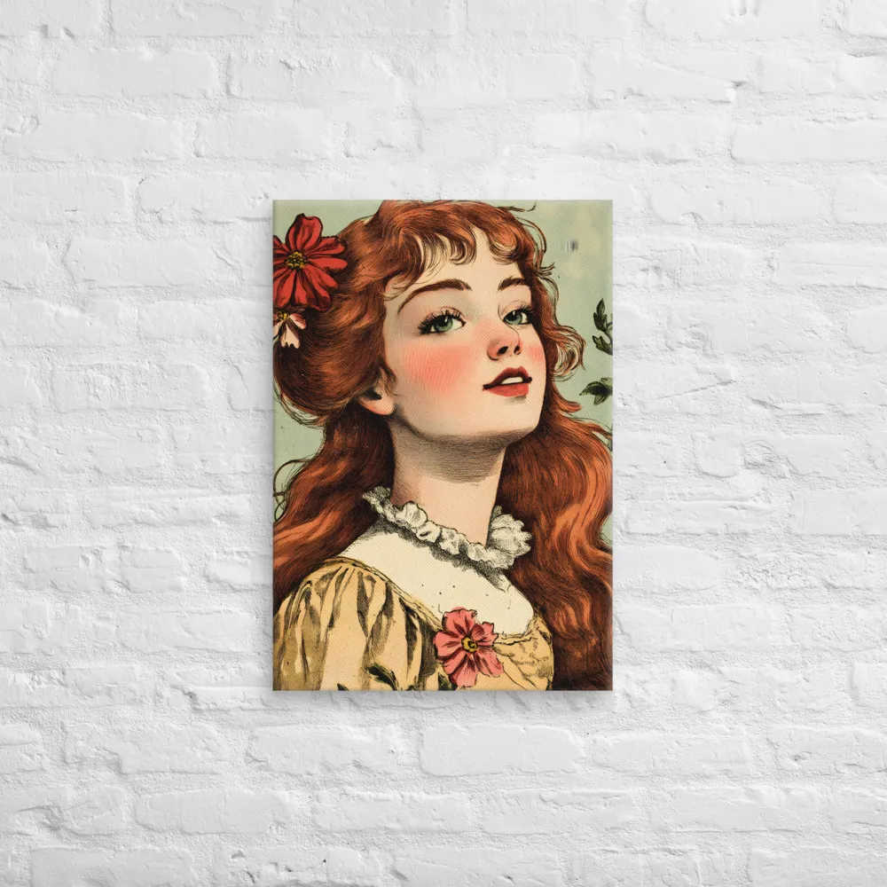 Whimsical Portrait of a Flower-Adorned Girl | Canvas | 18″×26″