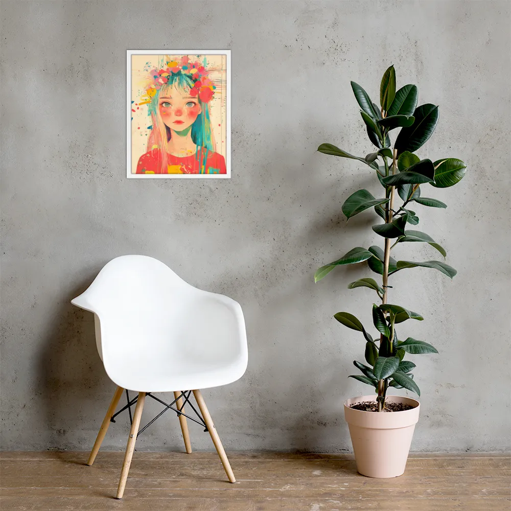 Whimsical Blossom | Poster with White Frame | 16″×20″