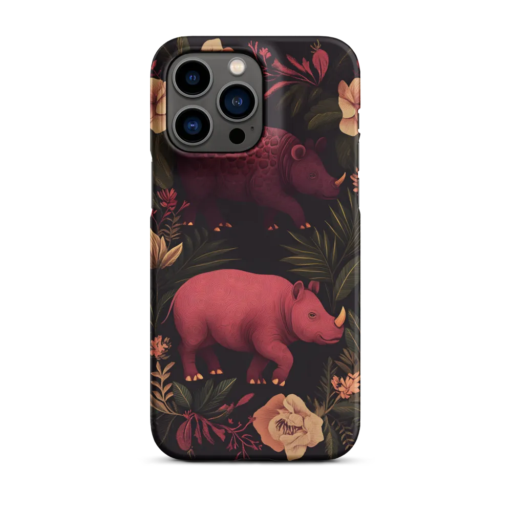 Rhinos in Floral Embrace