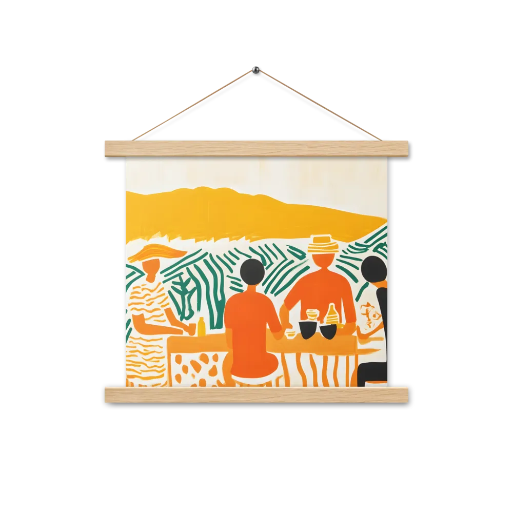 Summer Vibes: Café Conversations | Poster With Oak Wood Hanger | 14″×14″