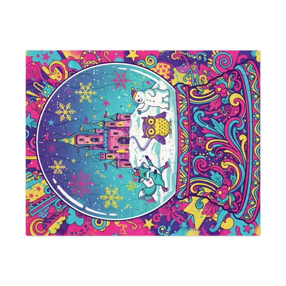 Neon Snow Globe 
 Jigsaw Puzzle in Tin Box