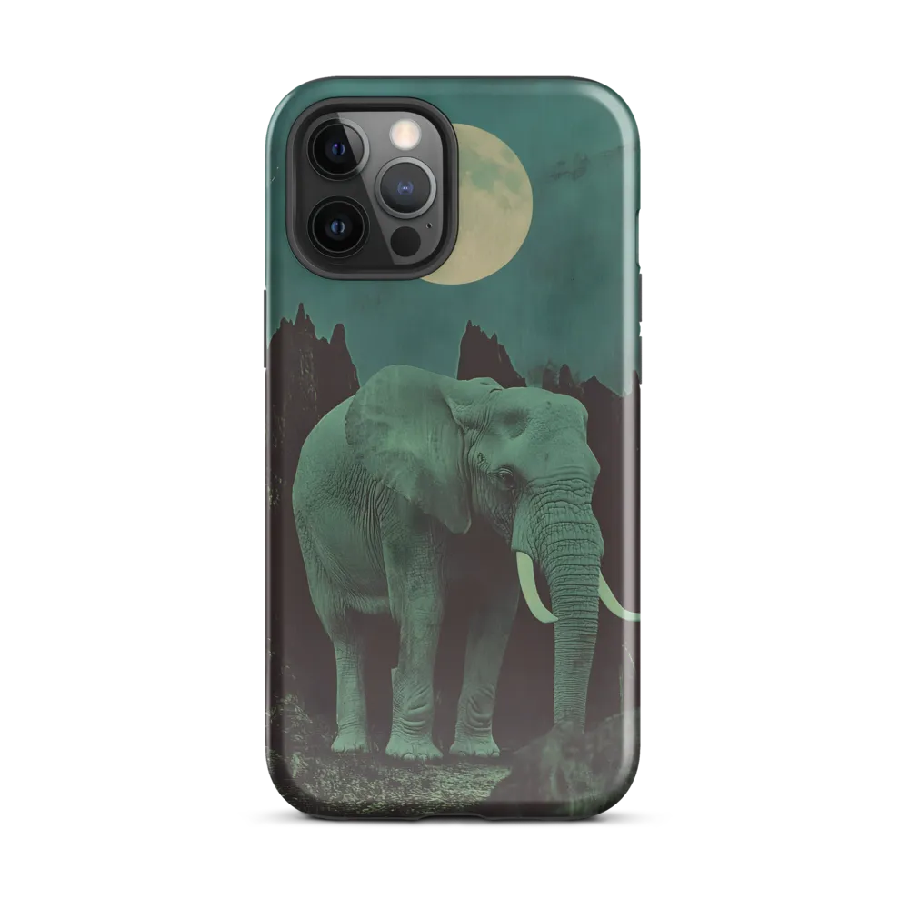 Ethereal Presence: Elephant Under a Full Moon | Phone Case |  12 Pro Max | Tough Case | Glossy