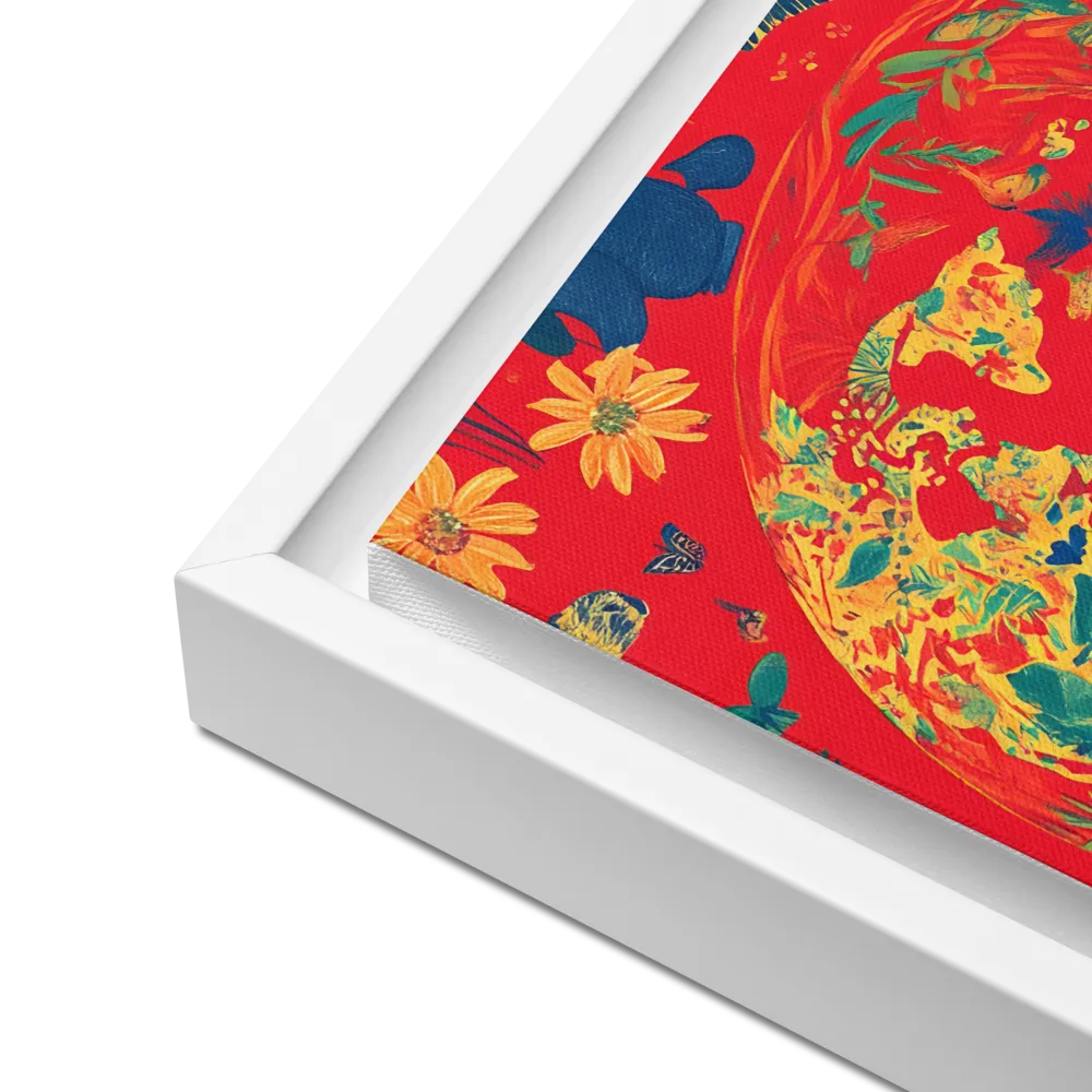 Celebration of Life on Earth | Canvas with White Frame | 16″×16″