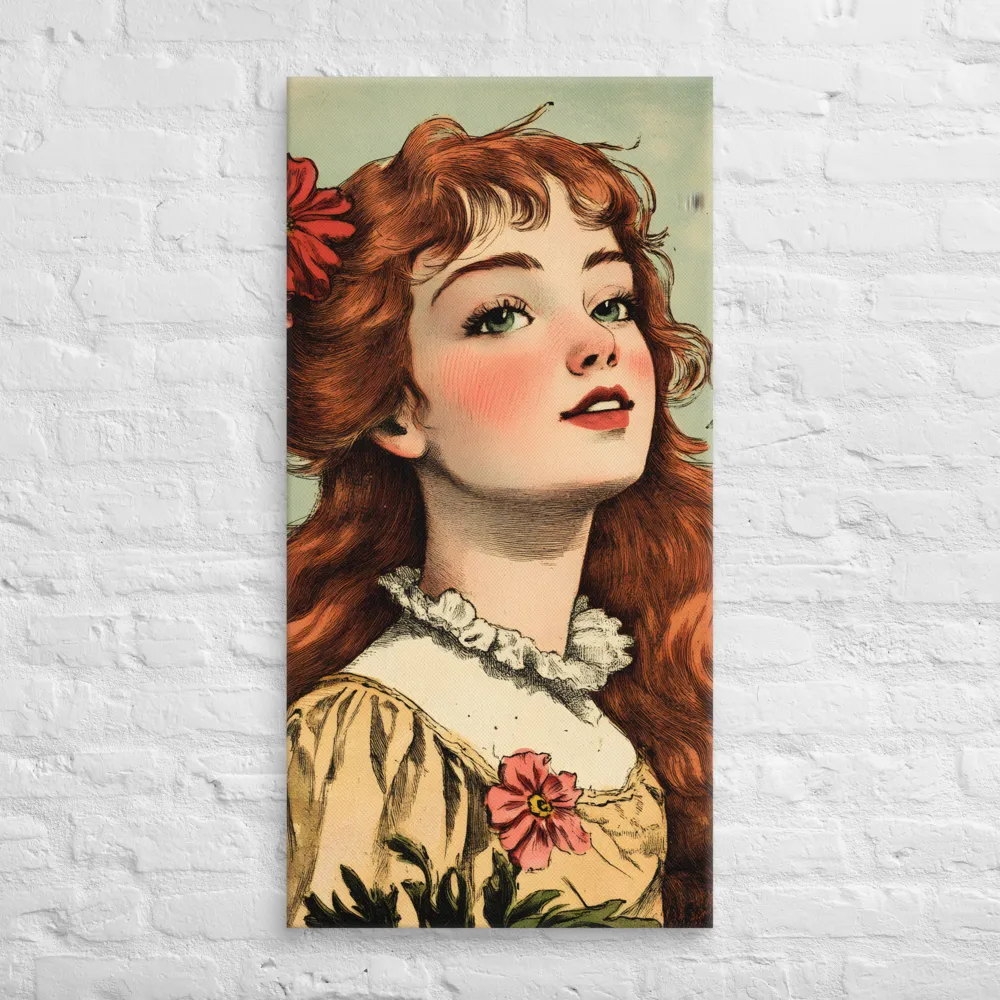 Whimsical Portrait of a Flower-Adorned Girl | Canvas | 20″×40″