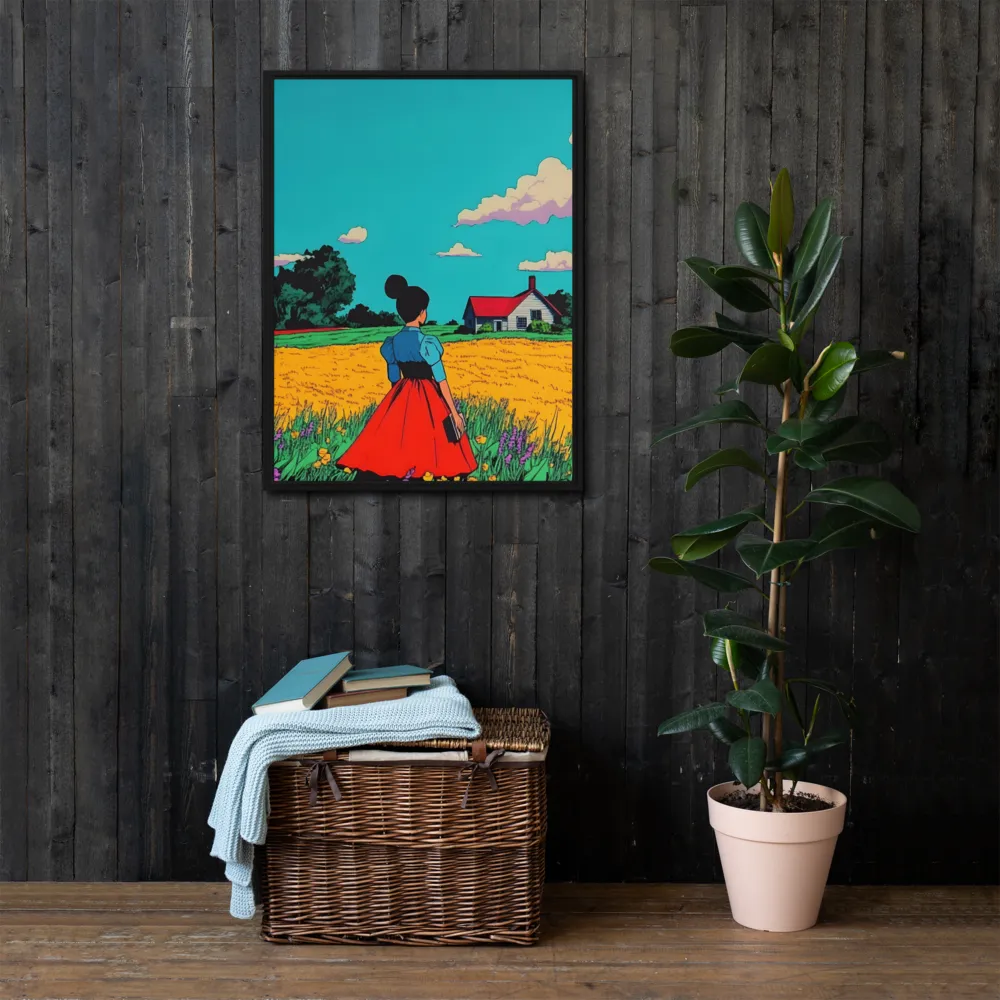 Whispers of a Sunlit Meadow | Canvas with Black Frame | 24″×32″