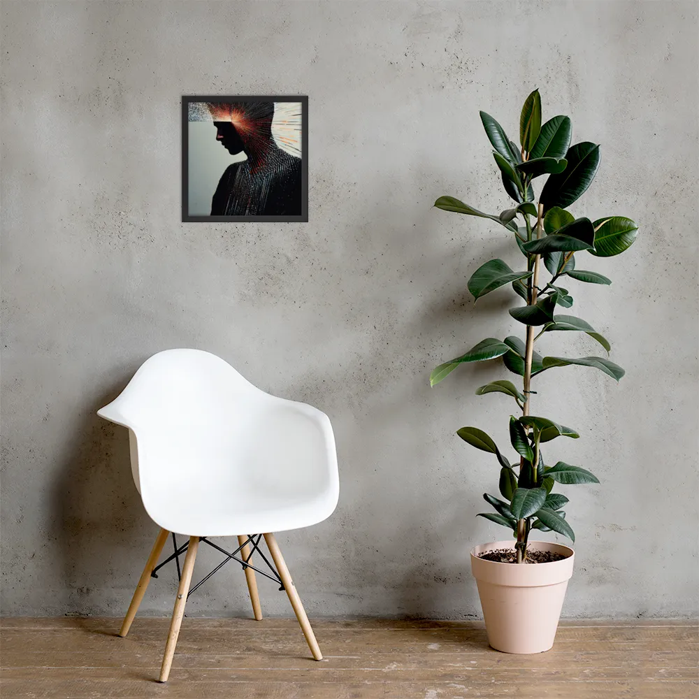 Radiant Reflection: An Abstract Journey of Thought | Poster with Black Frame | 14″×14″