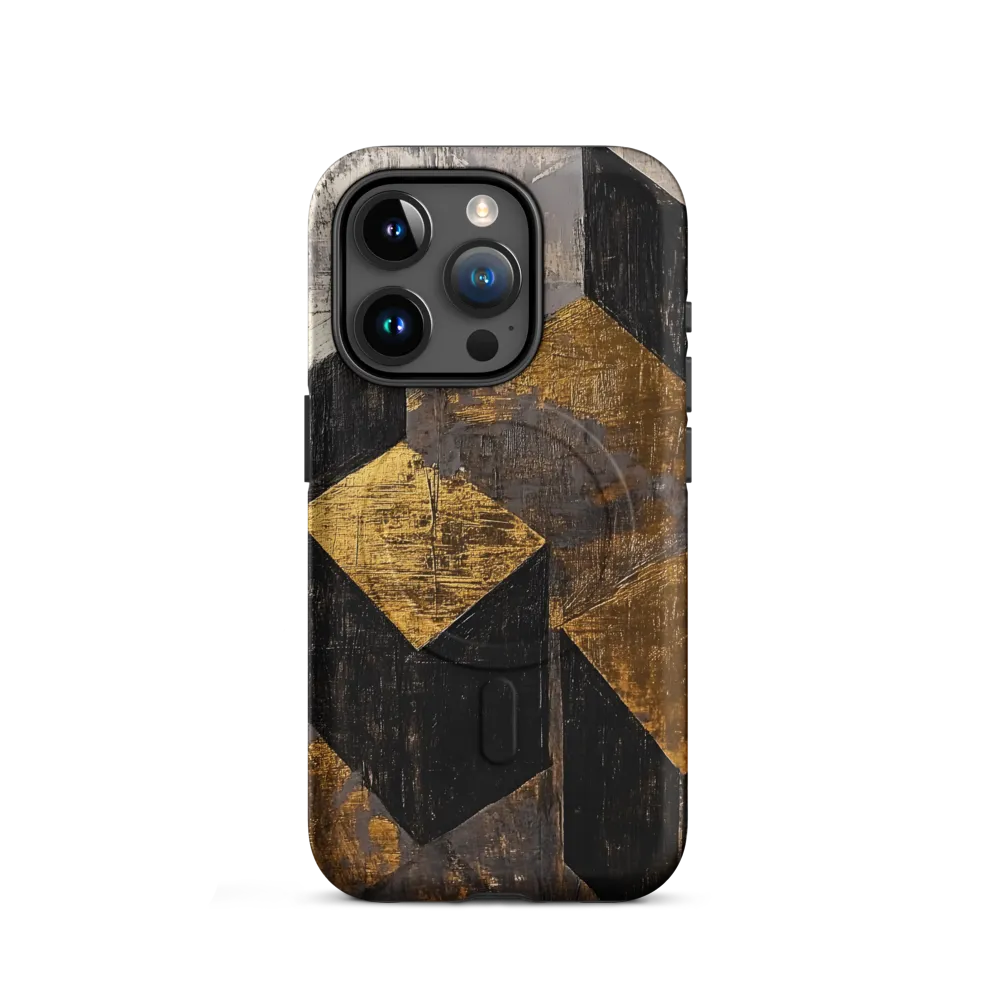 Geometric Harmony in Gold and Black | Phone Case |  15 Pro | MagSafe® Tough Case | Matte