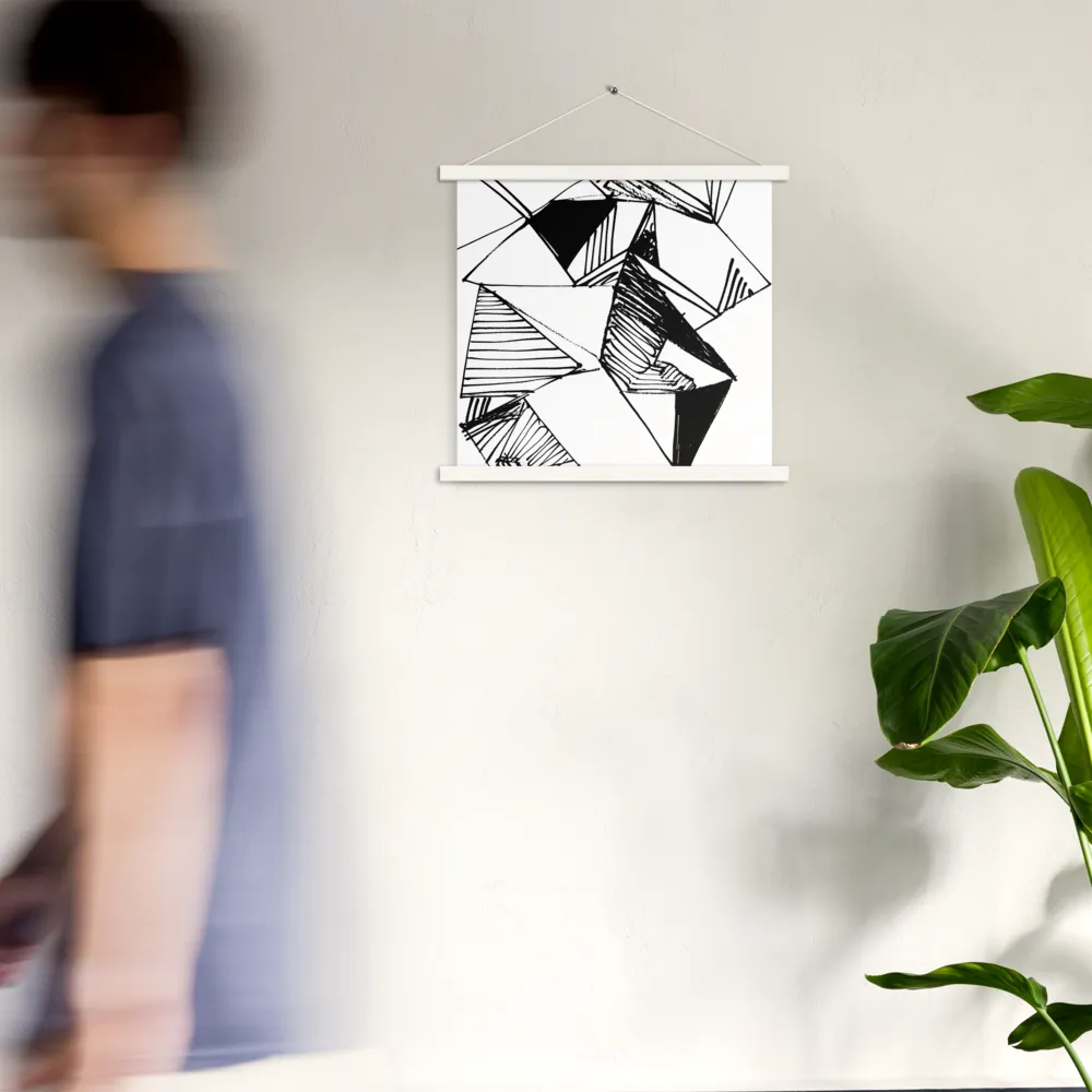 Dynamic Geometry in Ink | Poster With White Wood Hanger | 18″×18″
