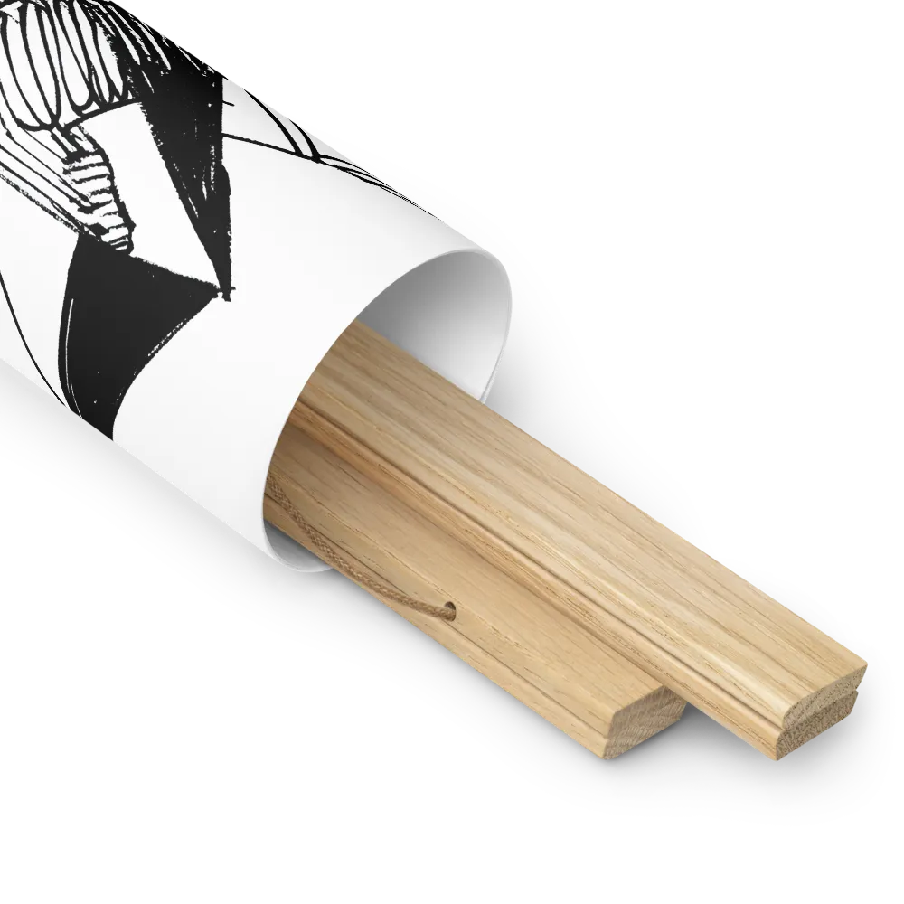 Dynamic Geometry in Ink | Poster With Oak Wood Hanger | 10″×10″