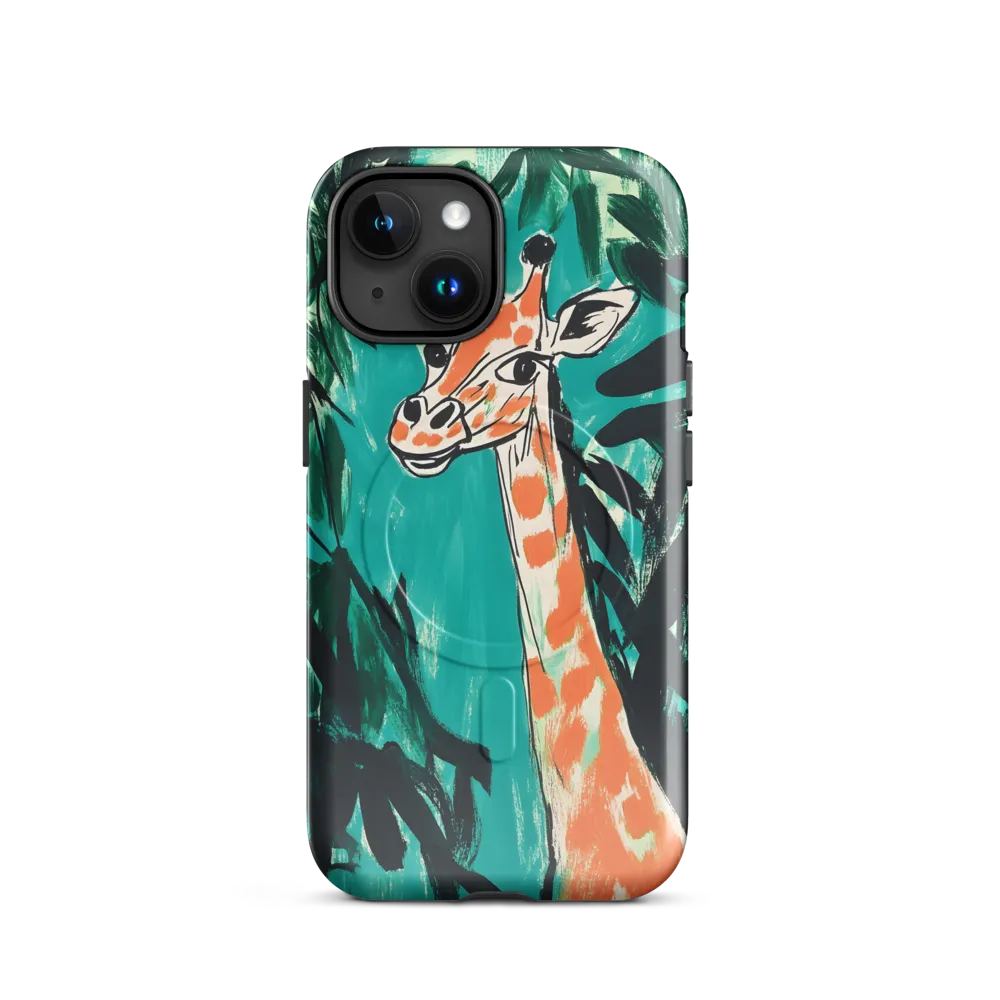 Curious Giraffe in Lush Greenery | Phone Case |  15 | MagSafe® Tough Case | Glossy