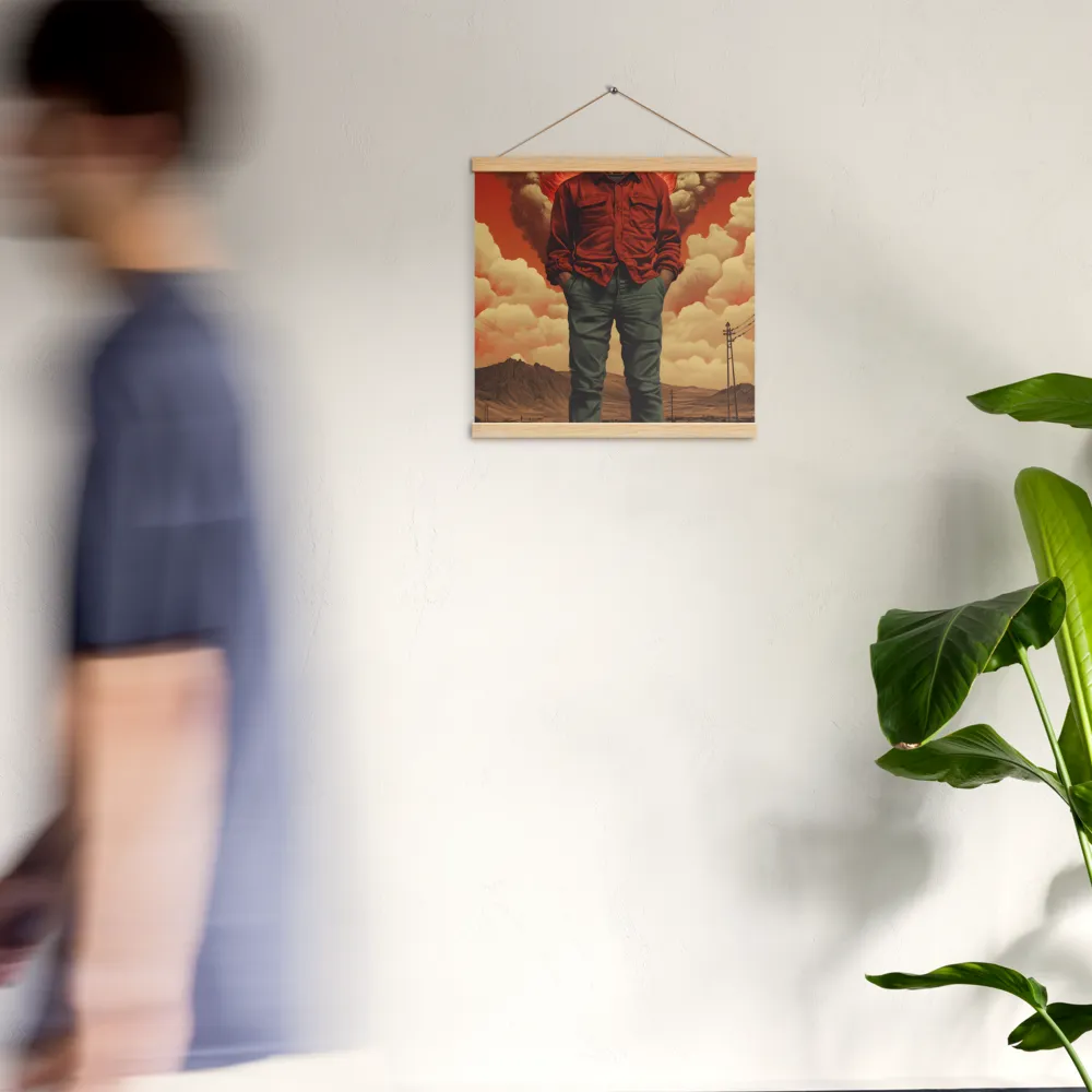 Defiant Spirit in a Surreal Landscape | Poster With Oak Wood Hanger | 16″×16″