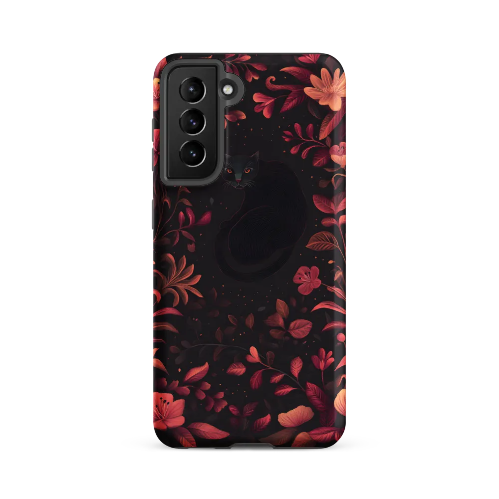 Nocturne in Coral: The Watchful Cat