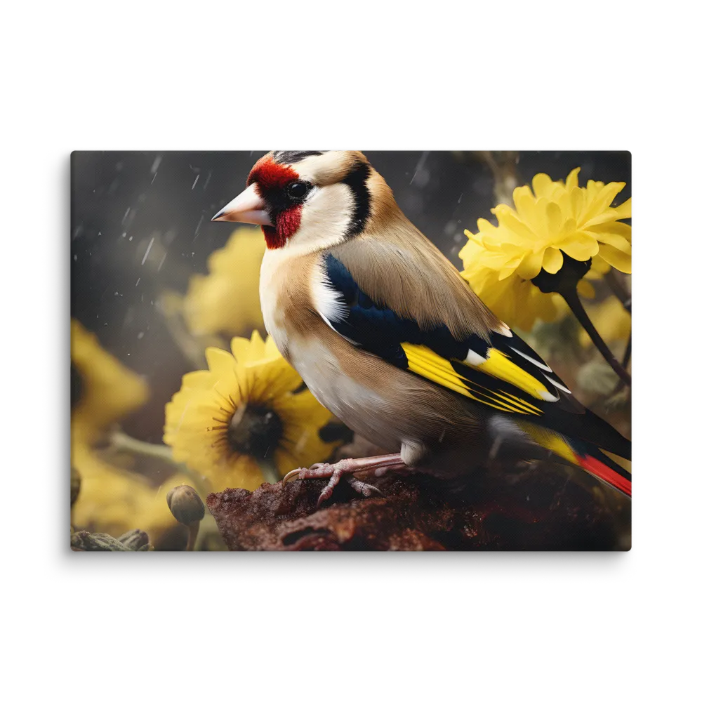 Harmony in Nature: A Goldfinch Amidst Blooms