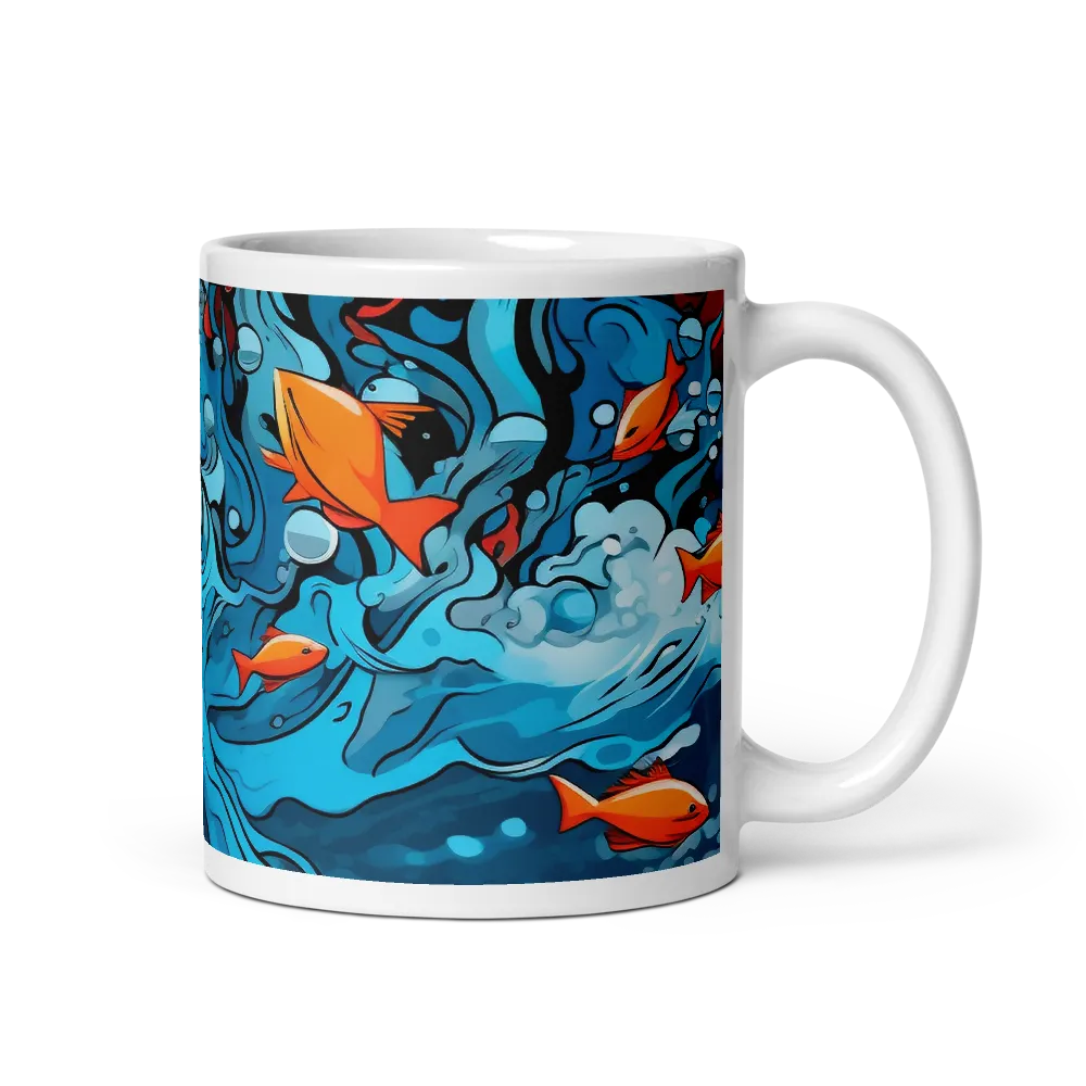 Fluid Harmony: Ocean and Flames | Mug with White inside | 11 oz