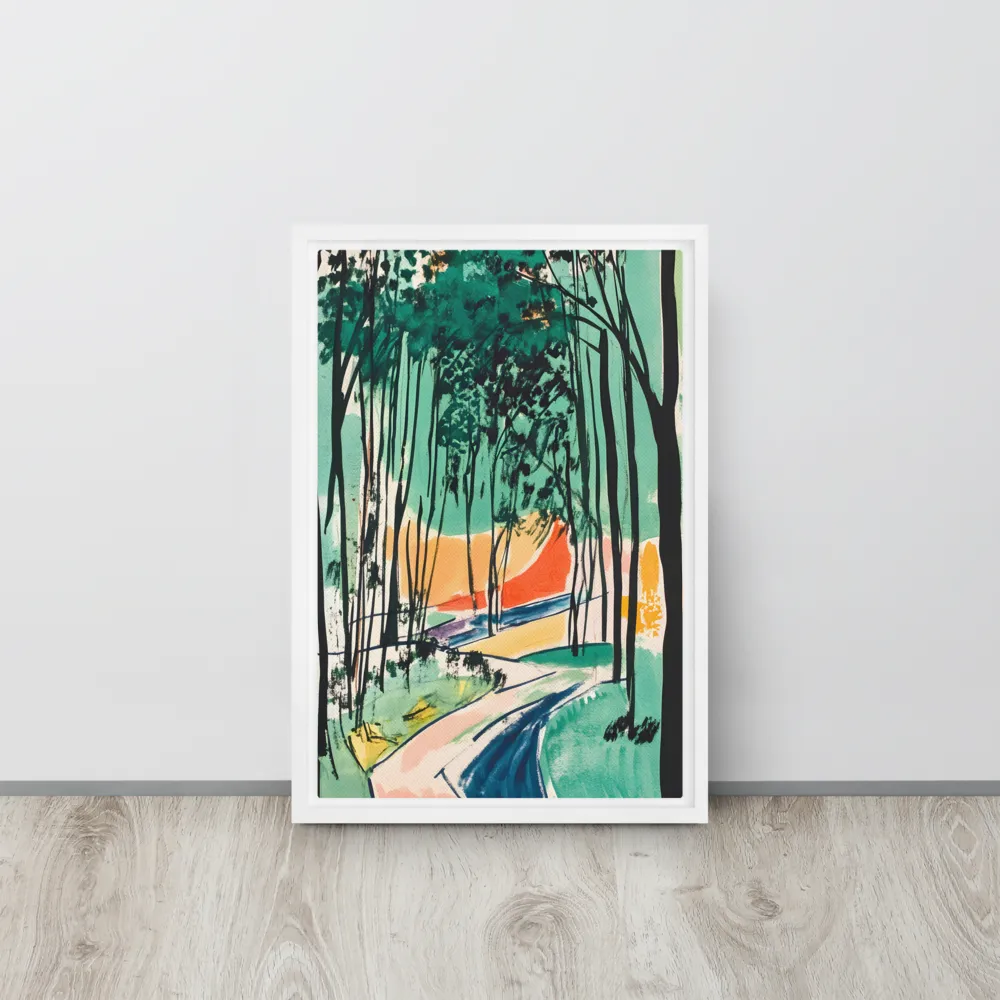 Winding Path Through the Forest | Canvas with White Frame | 12″×18″