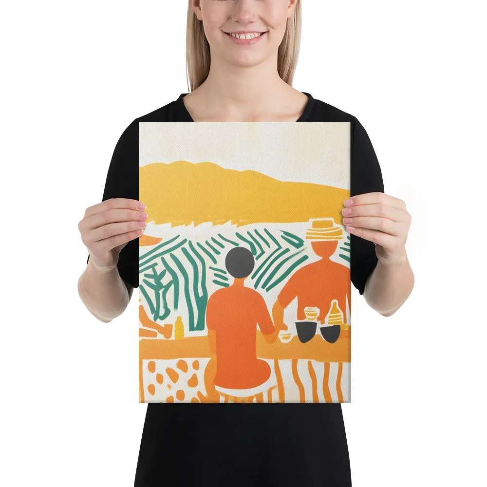 Summer Vibes: Café Conversations | Canvas | 12″×16″