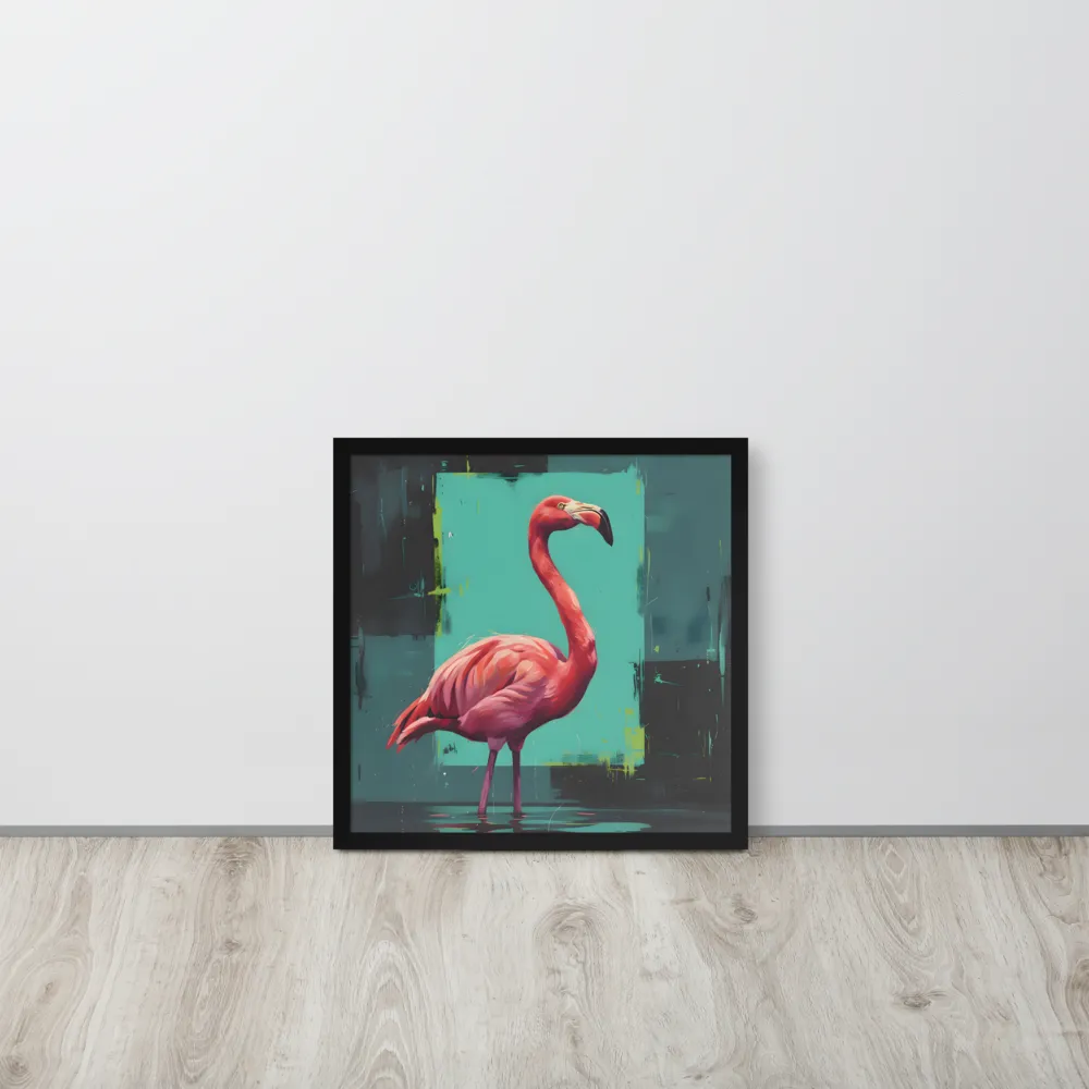 Teal Flamingo 
 Poster with Black Frame | 18″x 18″