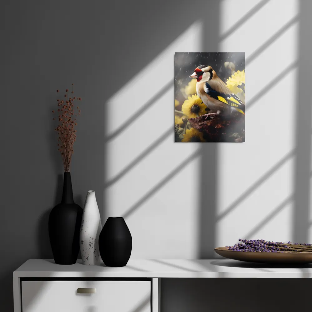 Harmony in Nature: A Goldfinch Amidst Blooms