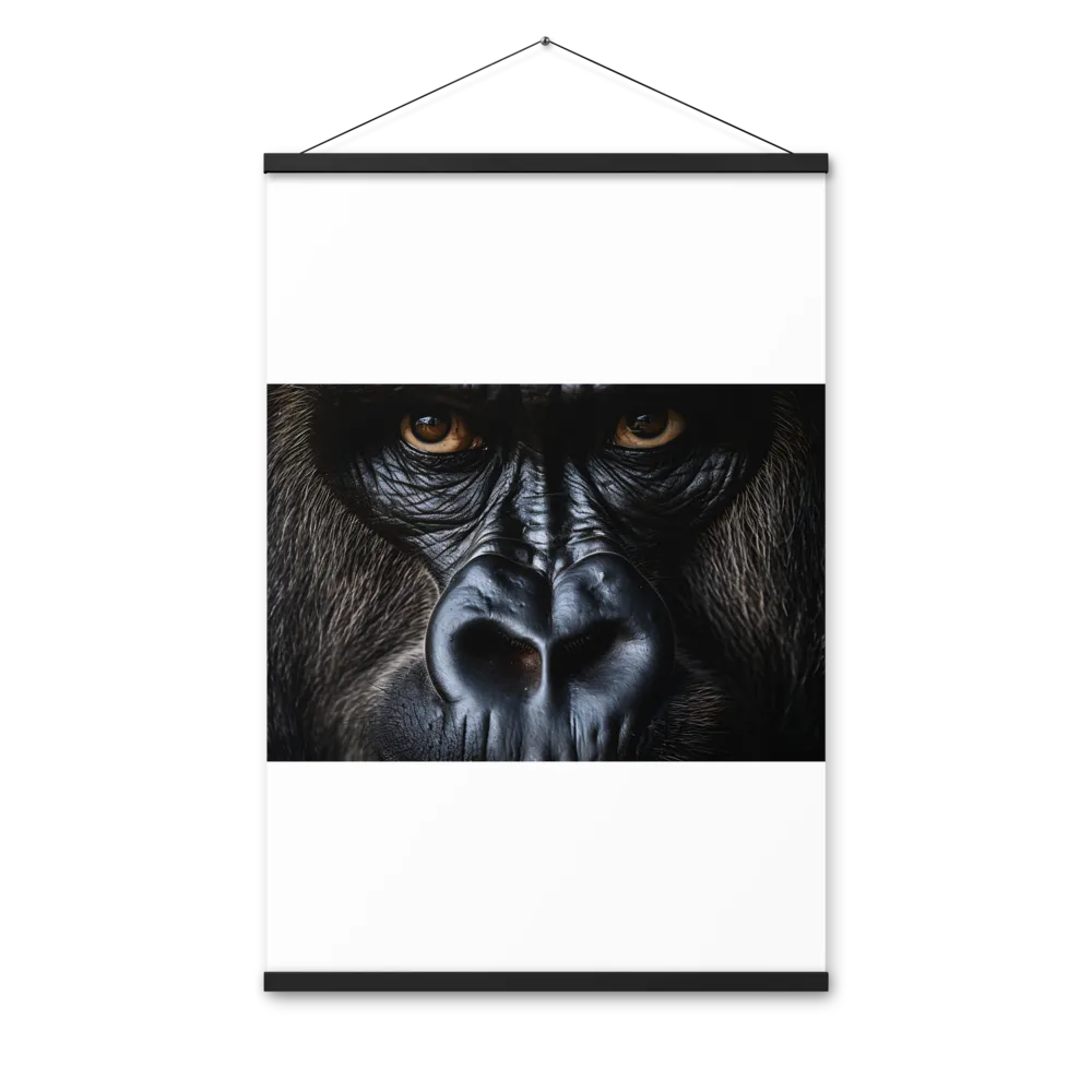 Gaze of the Wild: A Gorilla's Portrait | Poster With Black Wood Hanger | 24″×36″
